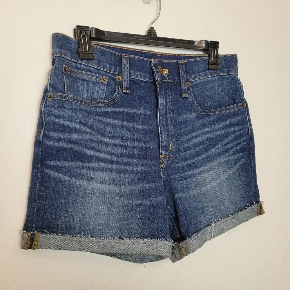 J CREW Classic Denim Jean Short In Pacific Blue Wash High Rise Size 27